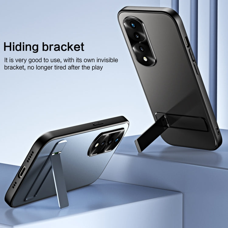 For Honor 70 Pro R-JUST RJ-61 Electroplating Frosted TPU + PC Phone Case with Holder(Blue)