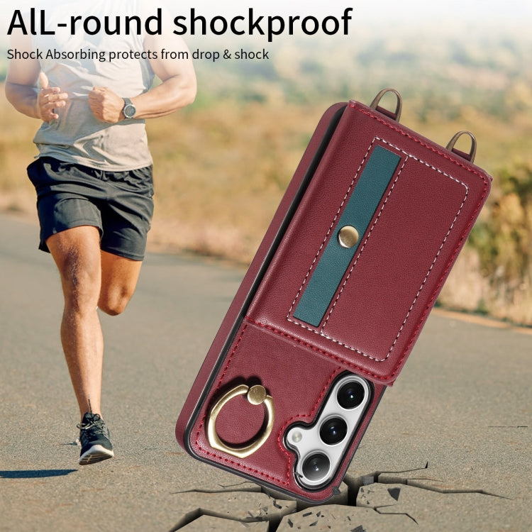 For Samsung Galaxy S24 5G Crossbodys Wallet Bag Ring Holder Leather Phone Case(Red)