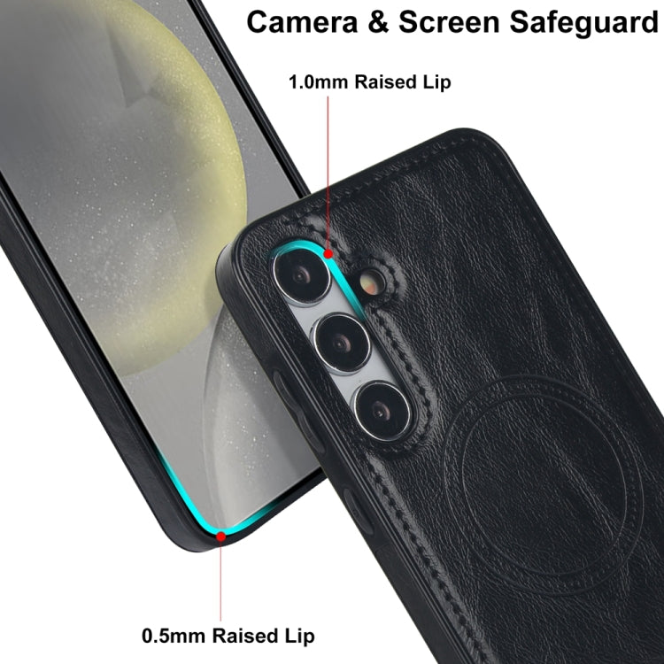 For Samsung Galaxy S24 5G Retro Leather Invisible Stand MagSafe Phone Case(Black)