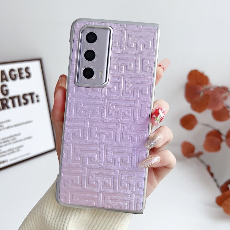 For Honor Magic Vs2 Pearlescent Paint Gradient Geometric Leather Phone Case(Purple)