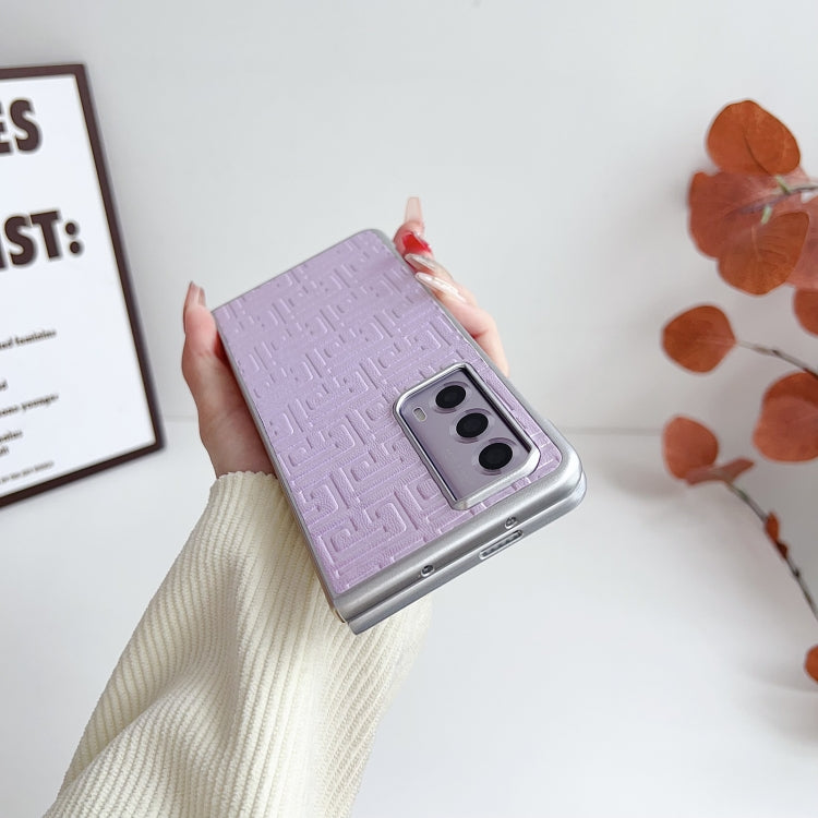 For Honor Magic Vs2 Pearlescent Paint Gradient Geometric Leather Phone Case(Purple)