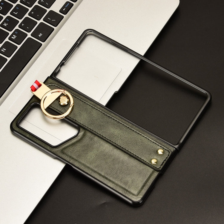 For Honor Magic V2 RSR Porsche Design Wristband Leather Back Phone Case(Green)