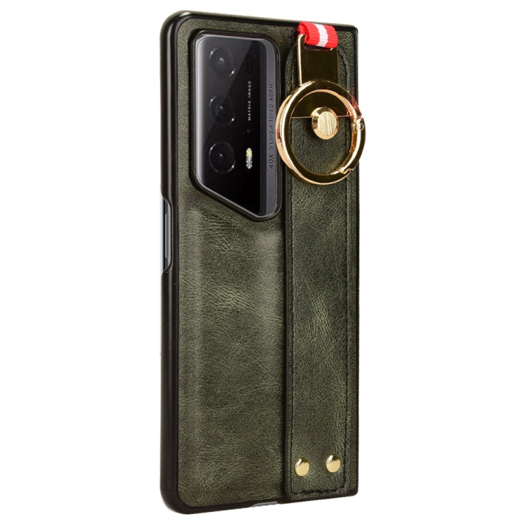 For Honor Magic V2 RSR Porsche Design Wristband Leather Back Phone Case(Green)