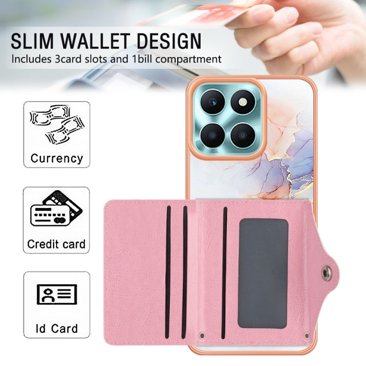 For Honor X6a Marble Pattern IMD Card Slot Phone Case(Galaxy Marble White)