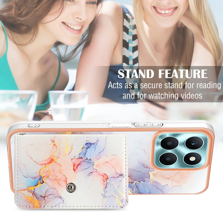 For Honor X6a Marble Pattern IMD Card Slot Phone Case(Galaxy Marble White)
