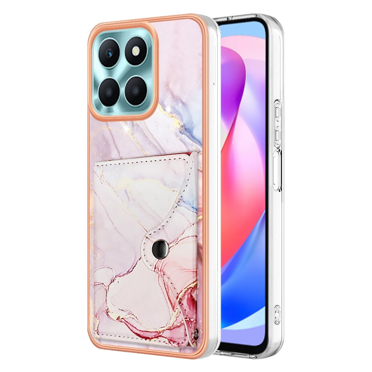 For Honor X6a Marble Pattern IMD Card Slot Phone Case(Rose Gold)