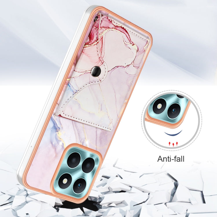 For Honor X6a Marble Pattern IMD Card Slot Phone Case(Rose Gold)