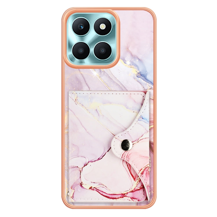 For Honor X6a Marble Pattern IMD Card Slot Phone Case(Rose Gold)