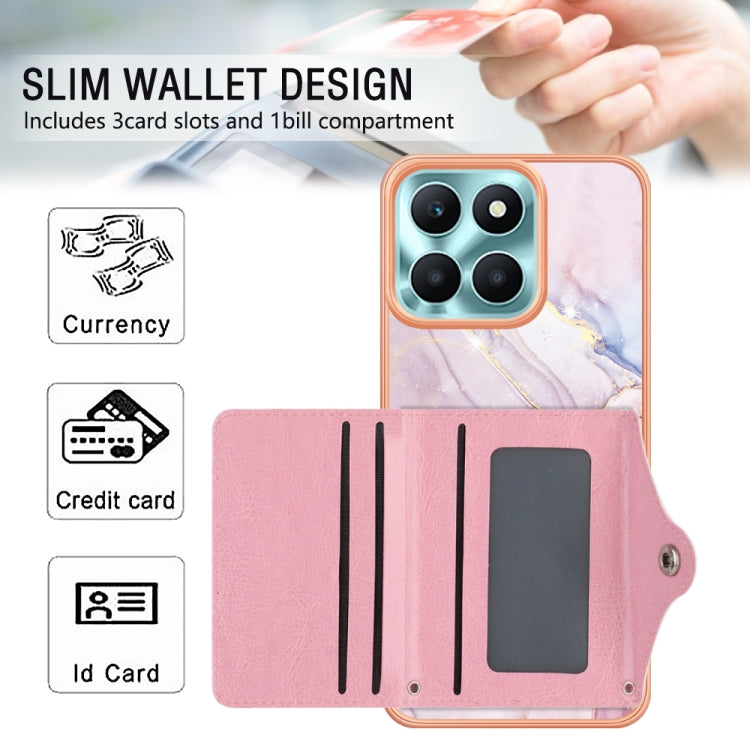 For Honor X6a Marble Pattern IMD Card Slot Phone Case(Rose Gold)
