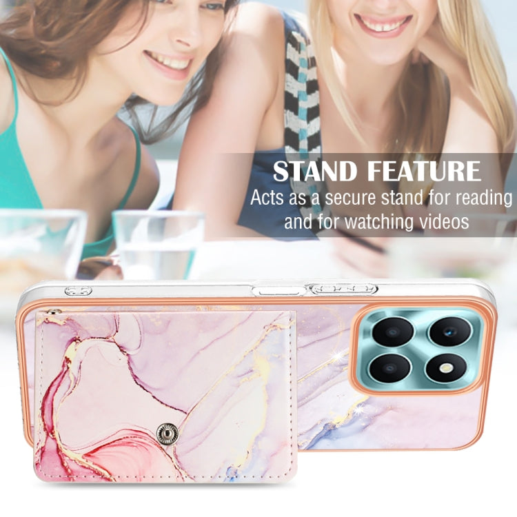 For Honor X6a Marble Pattern IMD Card Slot Phone Case(Rose Gold)