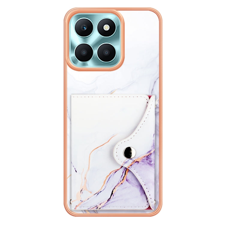 For Honor X6a Marble Pattern IMD Card Slot Phone Case(White Purple)