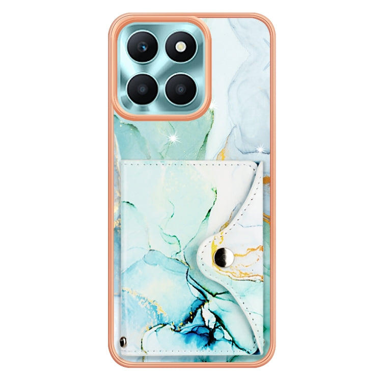For Honor X6a Marble Pattern IMD Card Slot Phone Case(Green)