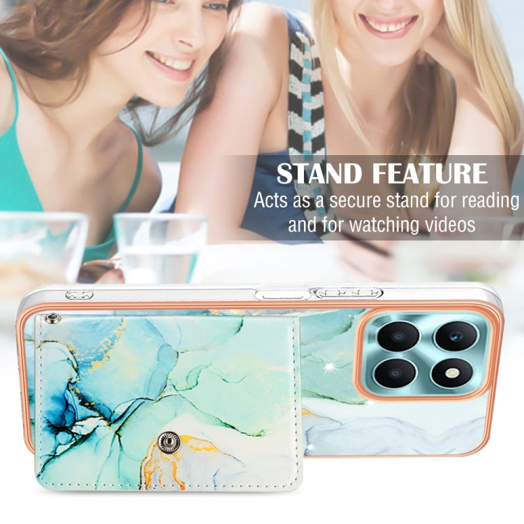 For Honor X6a Marble Pattern IMD Card Slot Phone Case(Green)