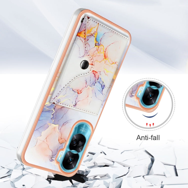 For Honor 90 Lite 5G Marble Pattern IMD Card Slot Phone Case(Galaxy Marble White)
