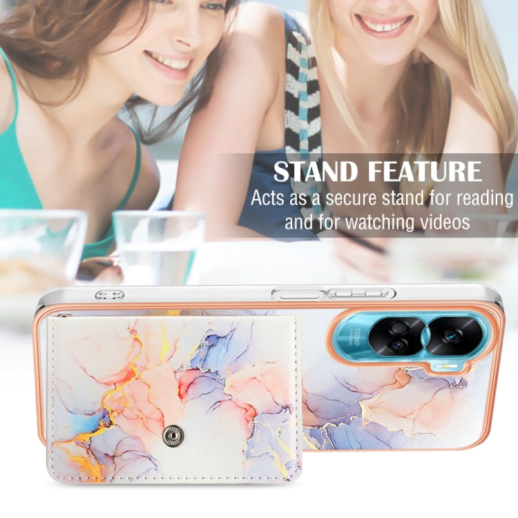 For Honor 90 Lite 5G Marble Pattern IMD Card Slot Phone Case(Galaxy Marble White)