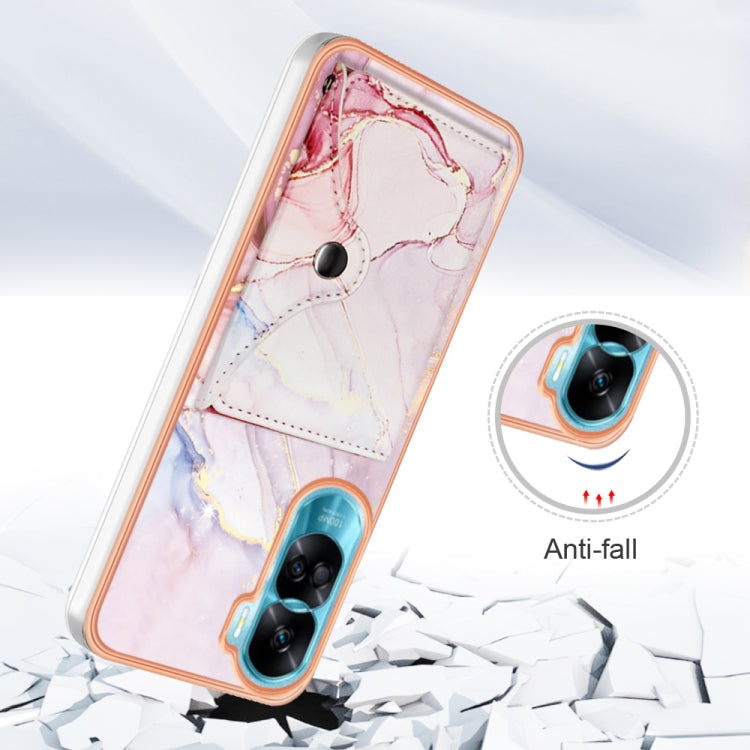 For Honor 90 Lite 5G Marble Pattern IMD Card Slot Phone Case(Rose Gold)