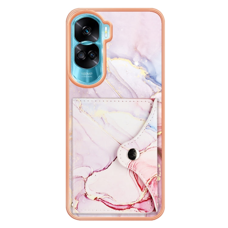 For Honor 90 Lite 5G Marble Pattern IMD Card Slot Phone Case(Rose Gold)