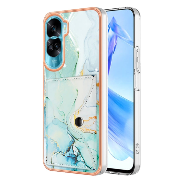 For Honor 90 Lite 5G Marble Pattern IMD Card Slot Phone Case(Green)