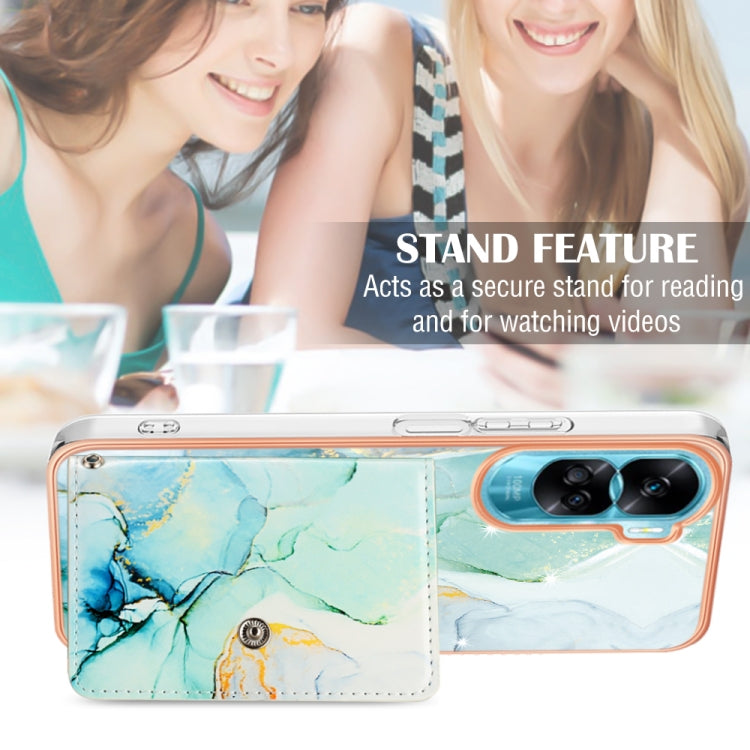 For Honor 90 Lite 5G Marble Pattern IMD Card Slot Phone Case(Green)