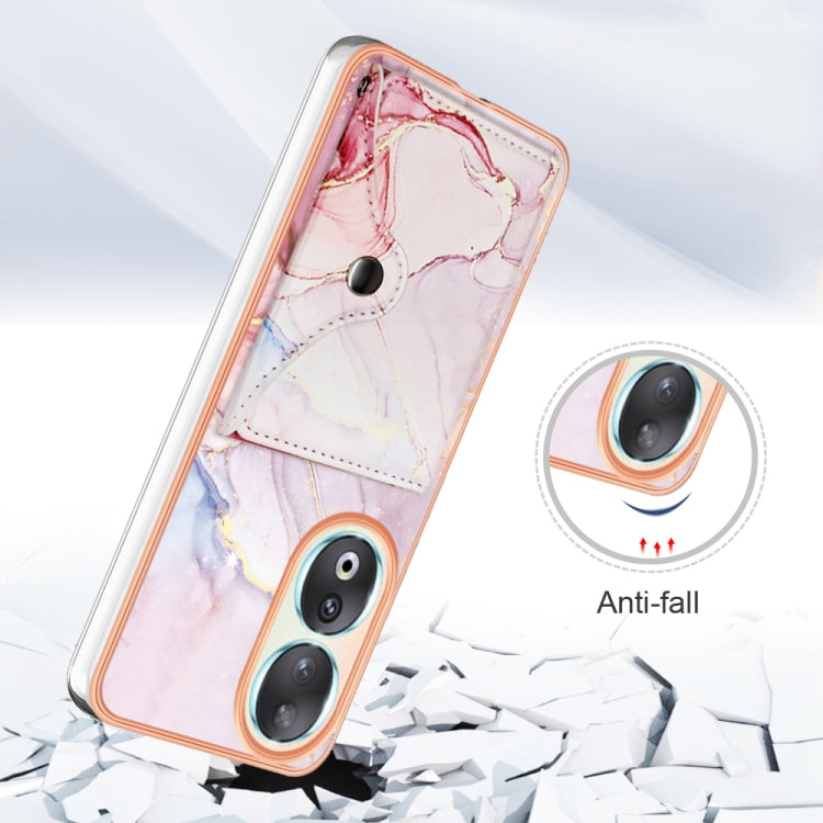 For Honor 90 5G Marble Pattern IMD Card Slot Phone Case(Rose Gold)