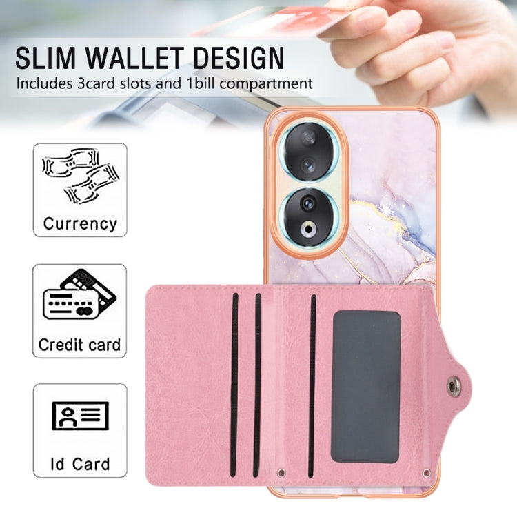 For Honor 90 5G Marble Pattern IMD Card Slot Phone Case(Rose Gold)