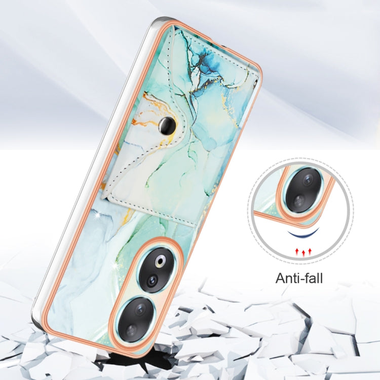 For Honor 90 5G Marble Pattern IMD Card Slot Phone Case(Green)