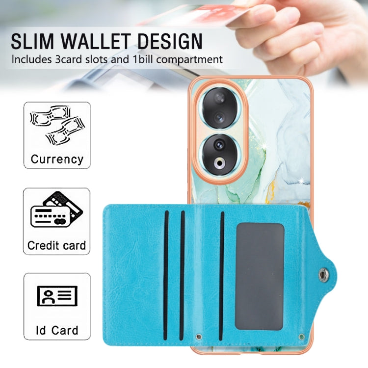 For Honor 90 5G Marble Pattern IMD Card Slot Phone Case(Green)