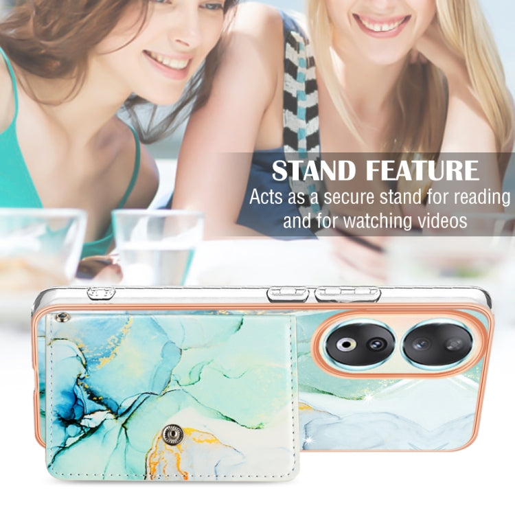 For Honor 90 5G Marble Pattern IMD Card Slot Phone Case(Green)