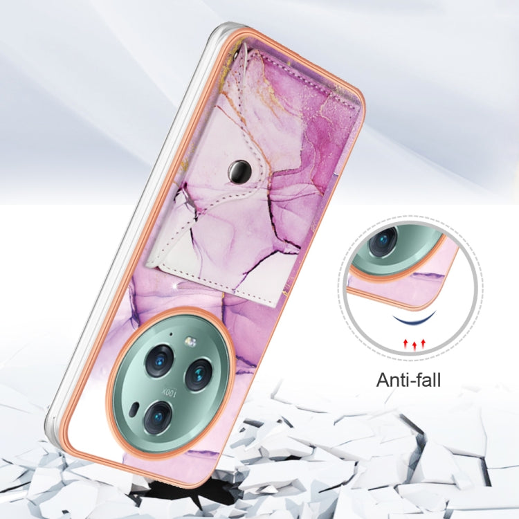For Honor Magic5 Pro Marble Pattern IMD Card Slot Phone Case(Pink Purple Gold)