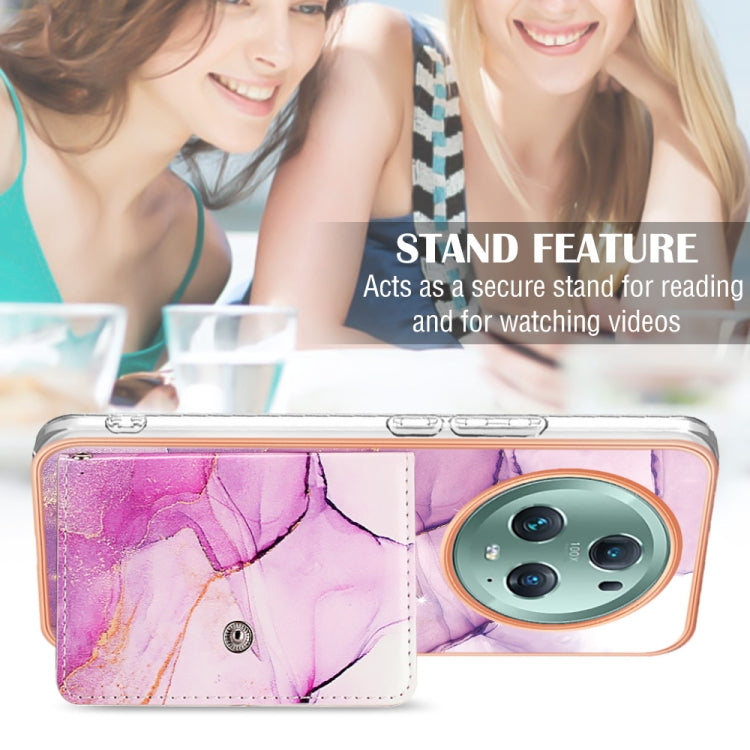 For Honor Magic5 Pro Marble Pattern IMD Card Slot Phone Case(Pink Purple Gold)