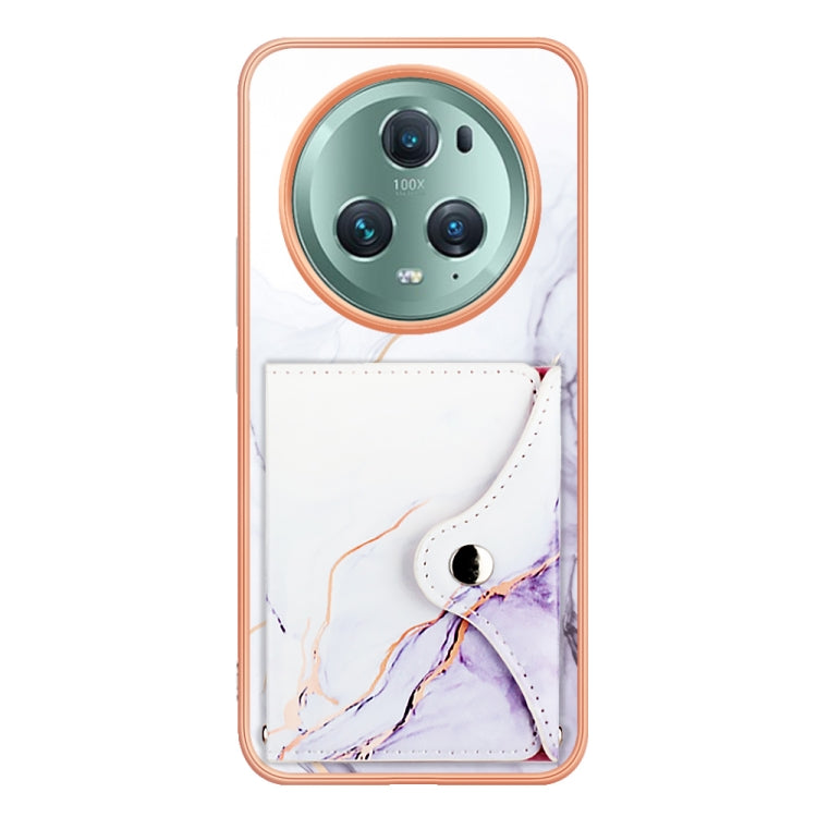 For Honor Magic5 Pro Marble Pattern IMD Card Slot Phone Case(White Purple)