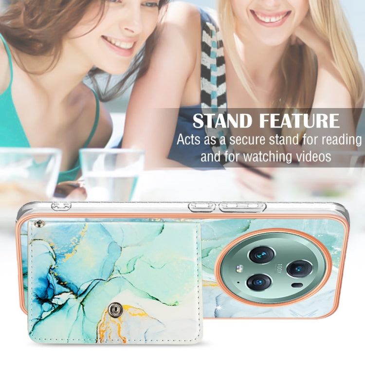 For Honor Magic5 Pro Marble Pattern IMD Card Slot Phone Case(Green)