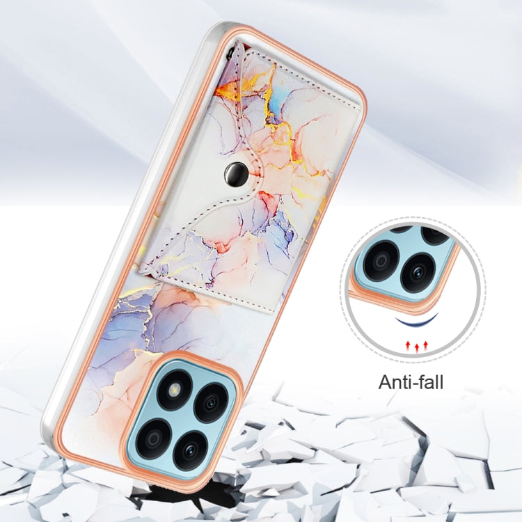 For Honor X8a Marble Pattern IMD Card Slot Phone Case(Galaxy Marble White)