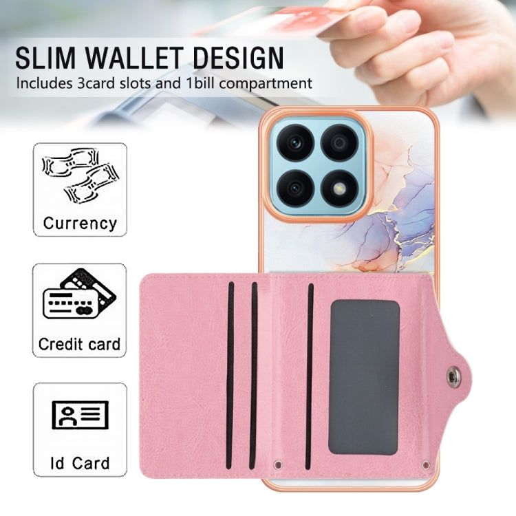 For Honor X8a Marble Pattern IMD Card Slot Phone Case(Galaxy Marble White)