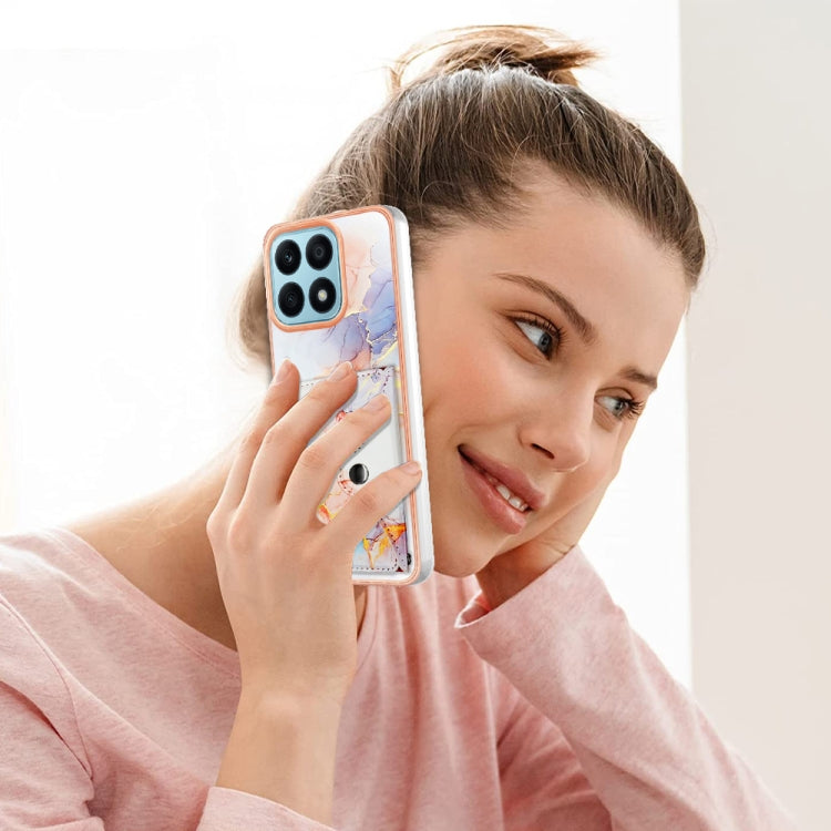 For Honor X8a Marble Pattern IMD Card Slot Phone Case(Galaxy Marble White)