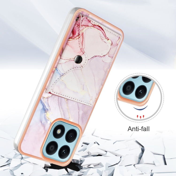 For Honor X8a Marble Pattern IMD Card Slot Phone Case(Rose Gold)