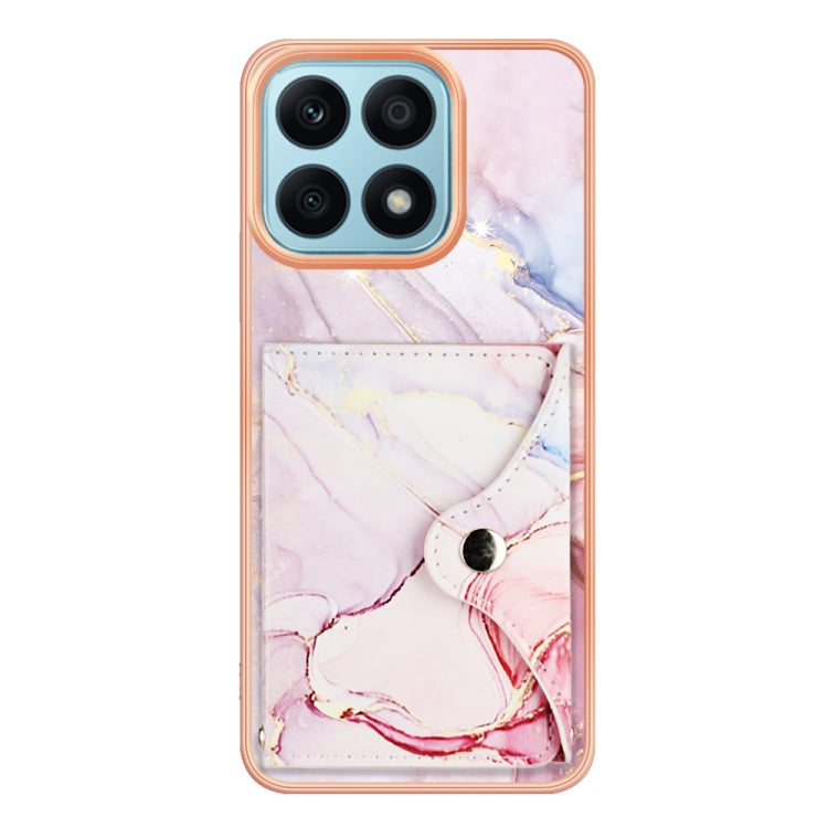 For Honor X8a Marble Pattern IMD Card Slot Phone Case(Rose Gold)