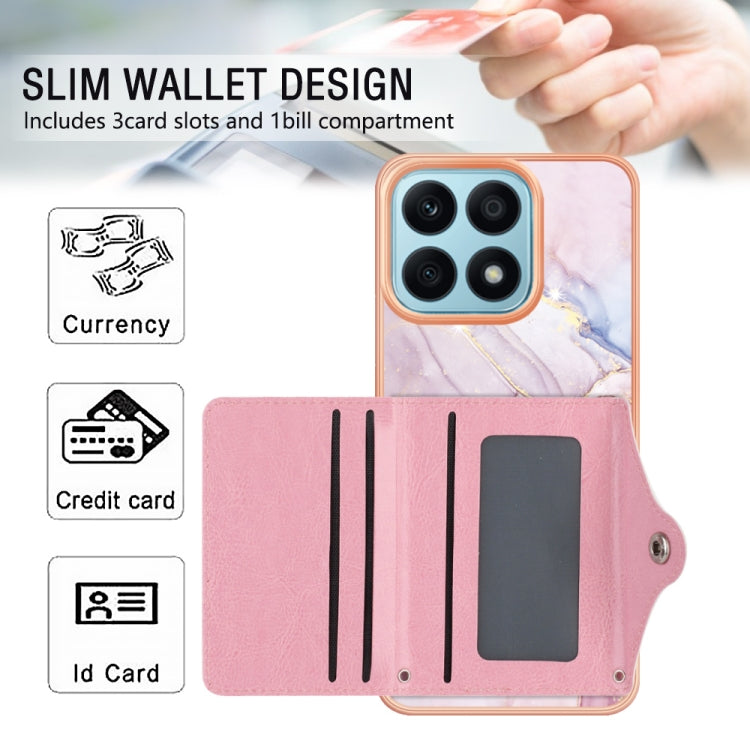 For Honor X8a Marble Pattern IMD Card Slot Phone Case(Rose Gold)