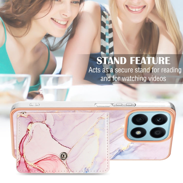 For Honor X8a Marble Pattern IMD Card Slot Phone Case(Rose Gold)