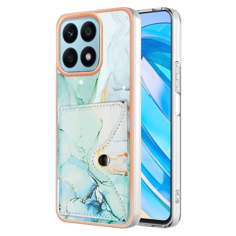 For Honor X8a Marble Pattern IMD Card Slot Phone Case(Green)