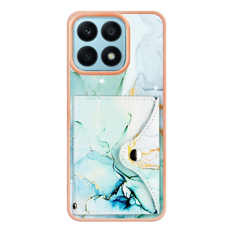 For Honor X8a Marble Pattern IMD Card Slot Phone Case(Green)