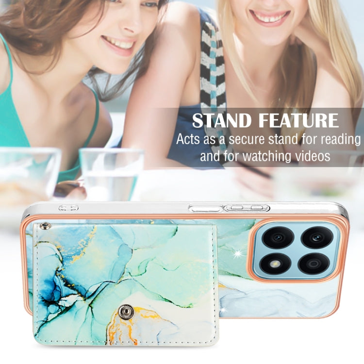 For Honor X8a Marble Pattern IMD Card Slot Phone Case(Green)