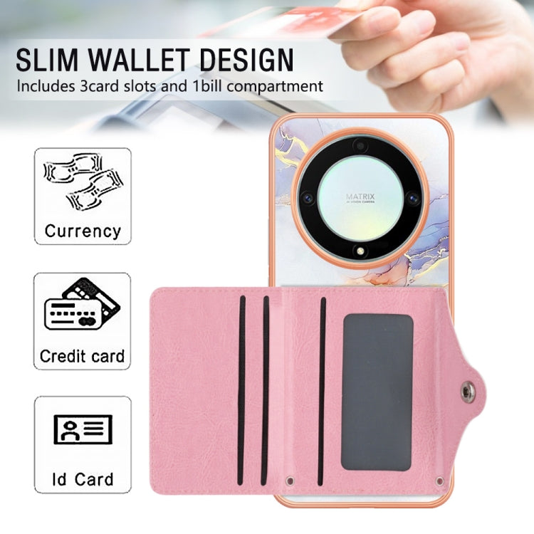 For Honor X9a / Magic5 Lite Marble Pattern IMD Card Slot Phone Case(Galaxy Marble White)