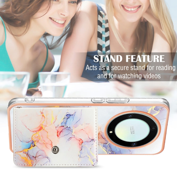 For Honor X9a / Magic5 Lite Marble Pattern IMD Card Slot Phone Case(Galaxy Marble White)