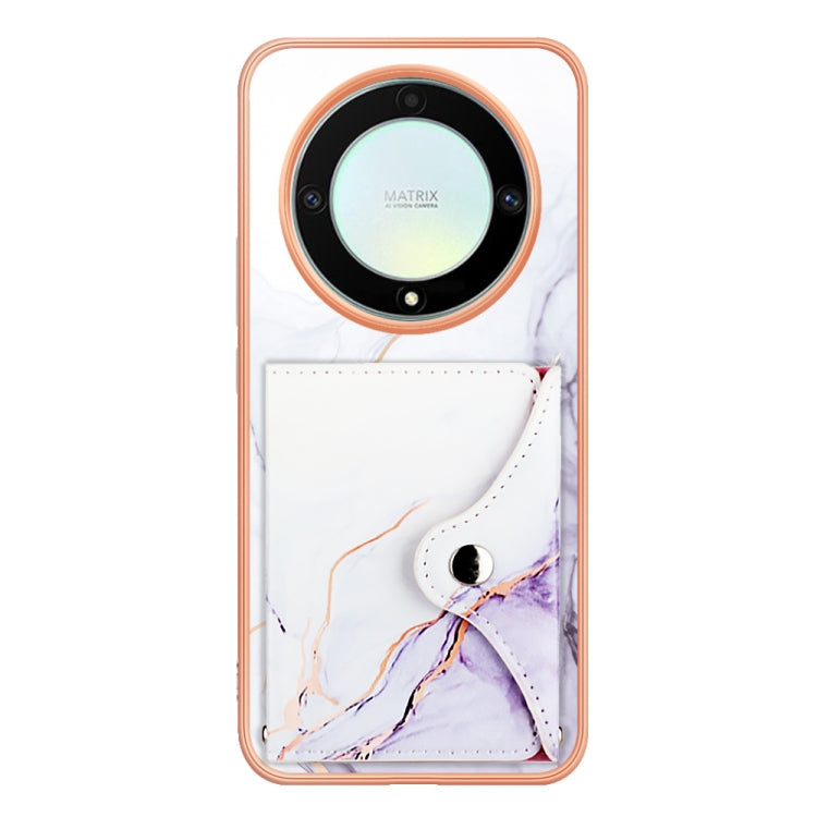 For Honor X9a / Magic5 Lite Marble Pattern IMD Card Slot Phone Case(White Purple)