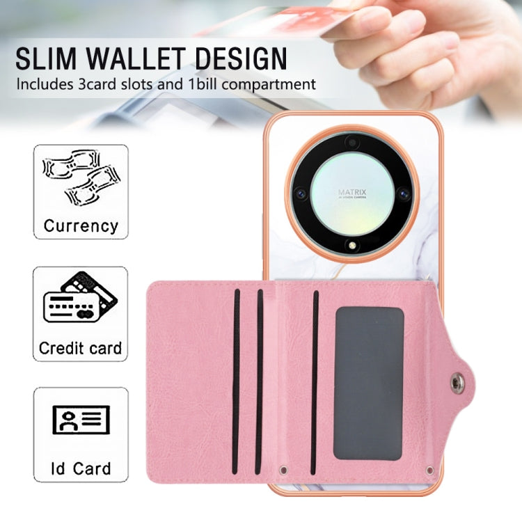 For Honor X9a / Magic5 Lite Marble Pattern IMD Card Slot Phone Case(White Purple)