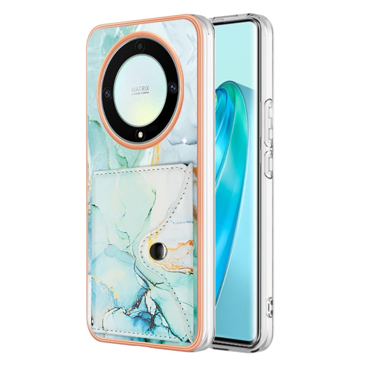 For Honor X9a / Magic5 Lite Marble Pattern IMD Card Slot Phone Case(Green)