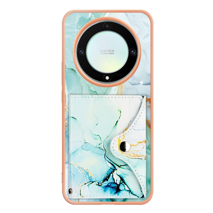 For Honor X9a / Magic5 Lite Marble Pattern IMD Card Slot Phone Case(Green)