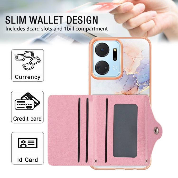 For Honor X7a Marble Pattern IMD Card Slot Phone Case(Galaxy Marble White)