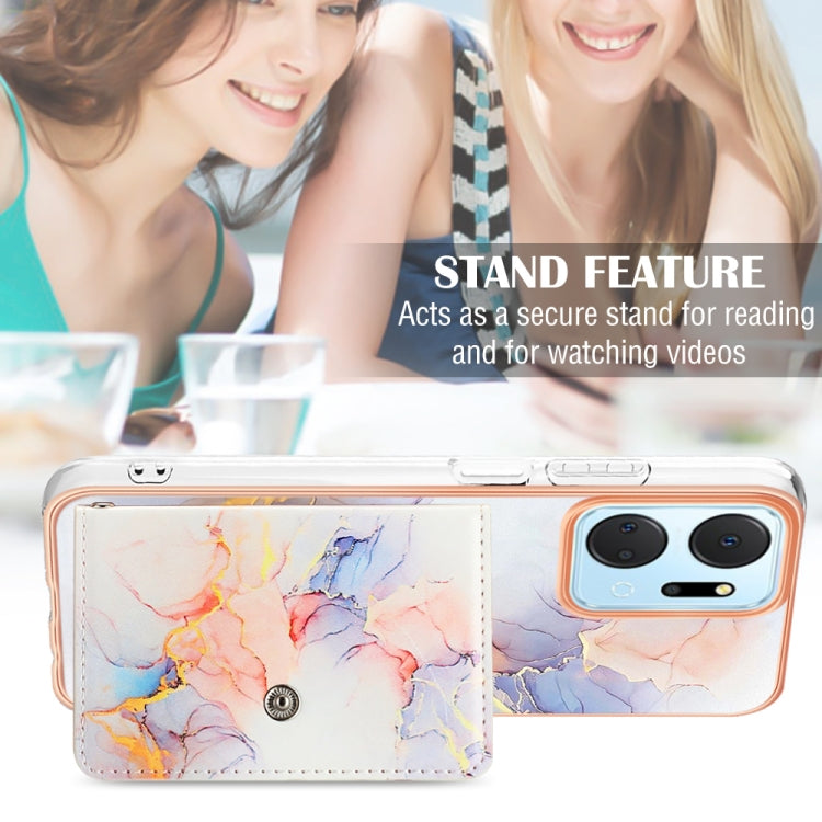 For Honor X7a Marble Pattern IMD Card Slot Phone Case(Galaxy Marble White)